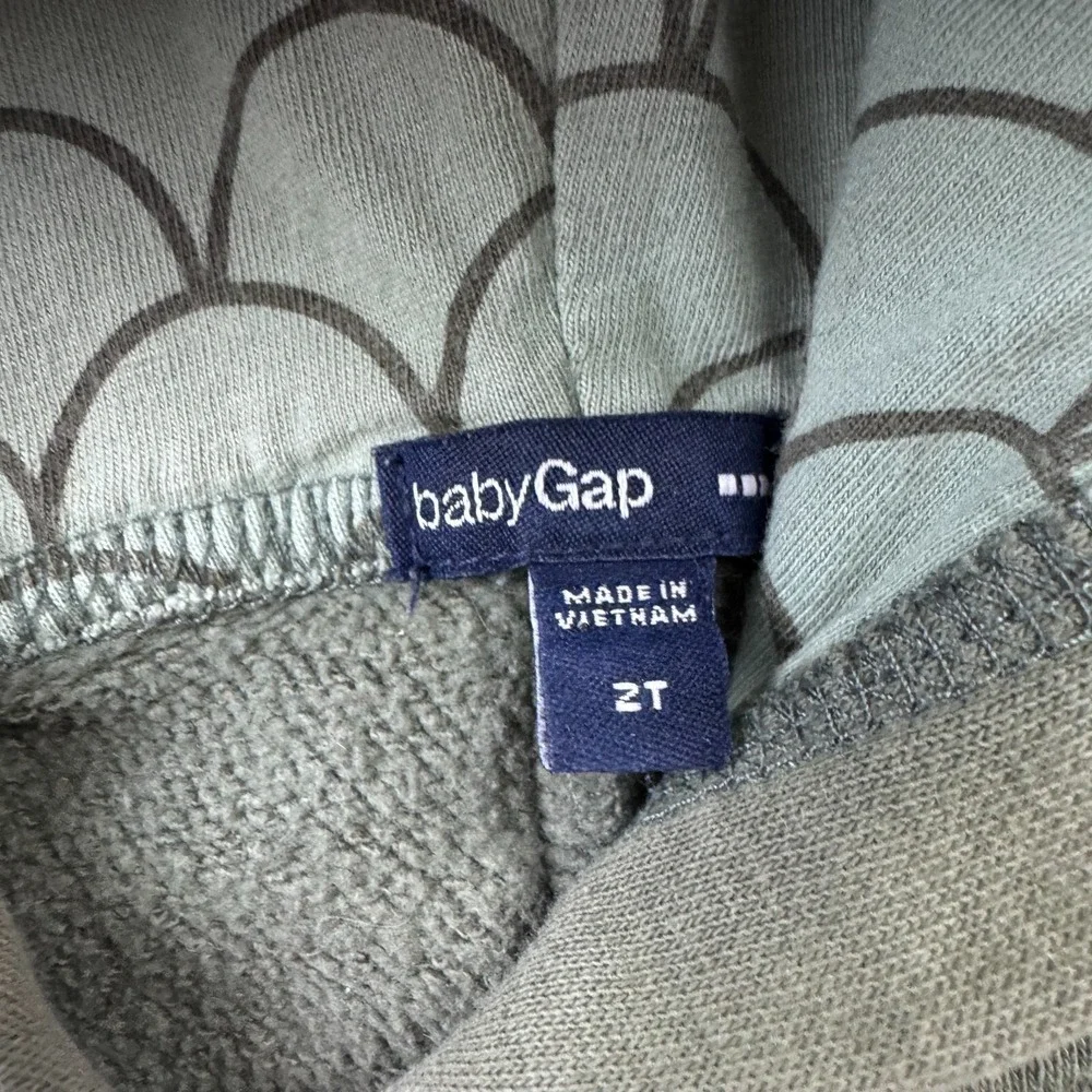 Baby Gap Hoodie Toddler Boy 2T Green Dinosaur 3D Spikes Fleece Zip Up Sweatshirt